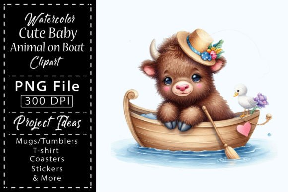 Charming Watercolor Animal Boat Clipart for Brands