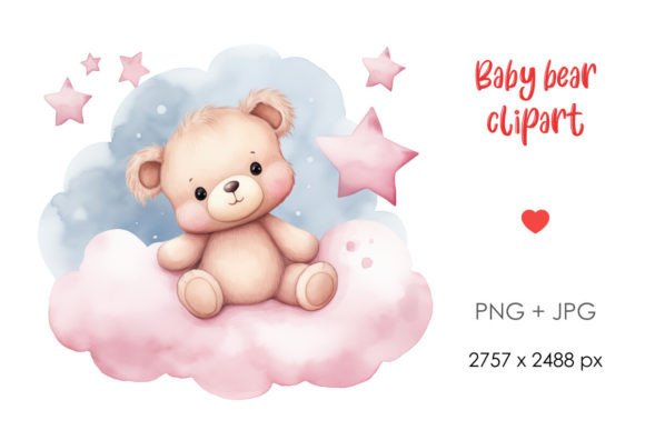 Cute Watercolor Baby Bear PNG Clipart