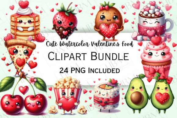 Cute Watercolor Valentine's Day Food: A Playful Typeface for Heartfelt Designs