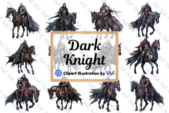 Dark Knight Clipart Watercolor Bundle