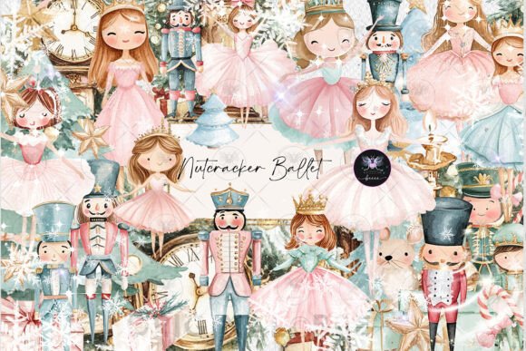 Nutcracker Clipart Watercolor: A Playful Display Font with Handcrafted Charm