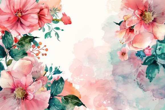Pink Watercolor Floral Border: Design Insight