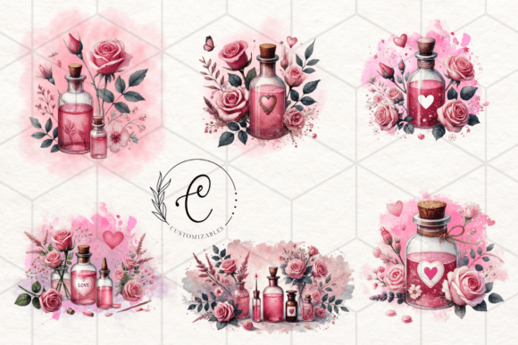 Valentine Love Potion Watercolor Bundle