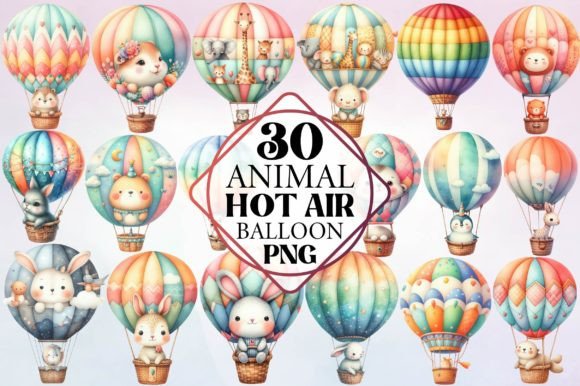 Watercolor Animal Hot Air Balloon