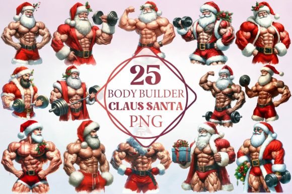 Watercolor Body Builder Claus Santa: A Bold Display Font for Creative Projects