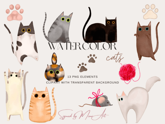 Watercolor Cat and Kitten Clipart: A Designer's Secret Weapon
