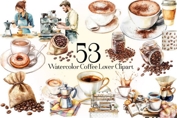 Watercolor Coffee Lover Clipart for Creative Projects
