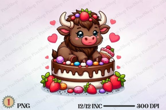 Watercolor Cute Bison PNG: A Whimsical Design Asset