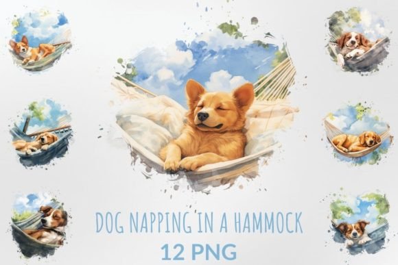 Watercolor Dog Napping in a Hammock: A Playful Font with Quiet Charm