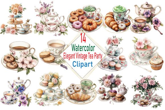 Watercolor Elegant Vintage Tea Party