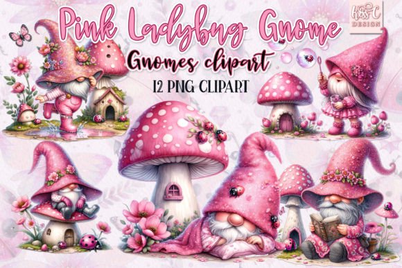 Watercolor Enchanted Ladybug Gnome PNGs for Branding and Design