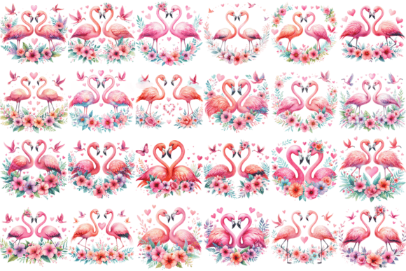 Watercolor Flamingo Valentine Bundle: Design Assets with Personality