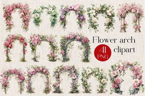 Watercolor Flower Arch Clipart Set for Creatives