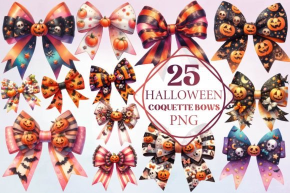 Watercolor Halloween Coquette Bows