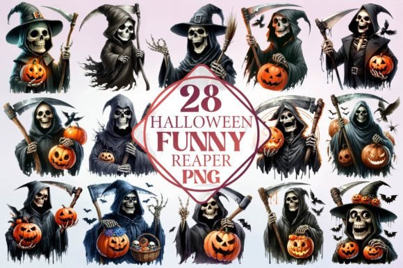 Watercolor Halloween Funny Reaper: A Whimsical Typeface for Bold Designs