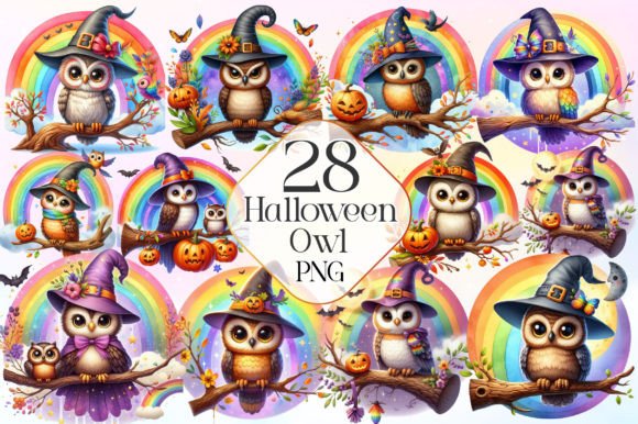 Watercolor Halloween Owl Clipart