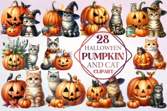 Watercolor Halloween Pumpkin and Cat: Whimsy with Purpose