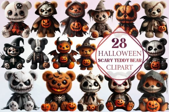 Watercolor Halloween Scary Teddy Bear: A Playful Typeface with an Edge