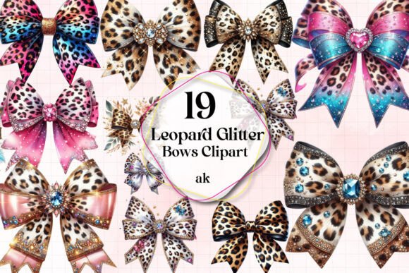 Watercolor Leopard Glitter Bows Clipart: A Design Asset Worth Your Attention