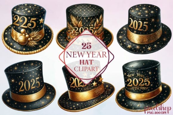 Watercolor New Year Hat Clipart for Creative Projects