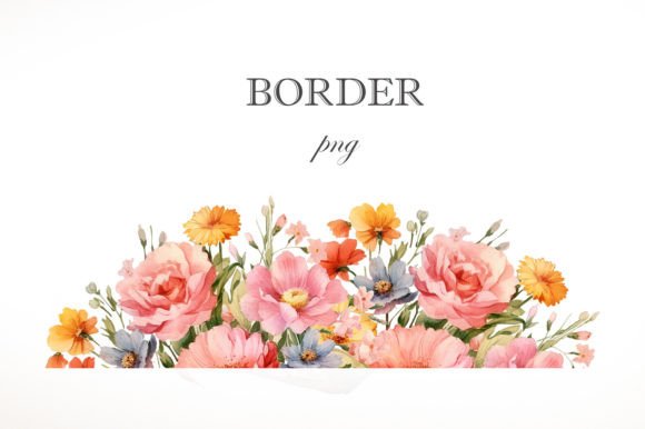 Watercolor Summer Flowers Border: A Font That Blooms with Warmth