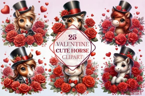 Watercolor Valentine Cute Horse Clipart for Designs That Connect