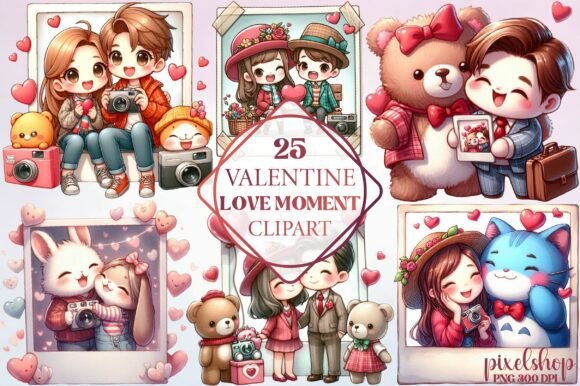 Watercolor Valentine Love Moment Clipart