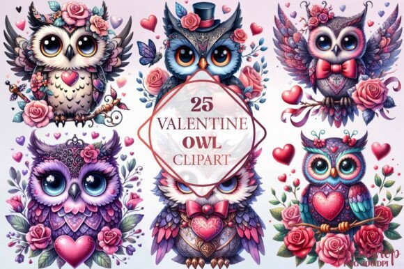 Watercolor Valentine Owl Clipart: A Whimsical Asset for Designers