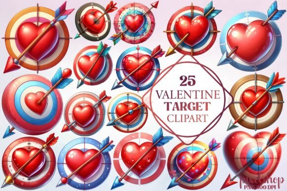 Watercolor Valentine Target Clipart Guide