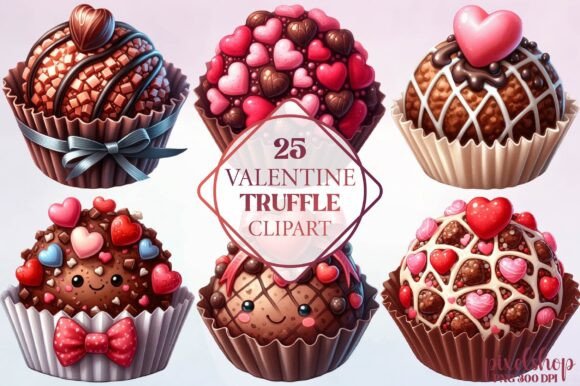 Watercolor Valentine Truffle Clipart for Designers