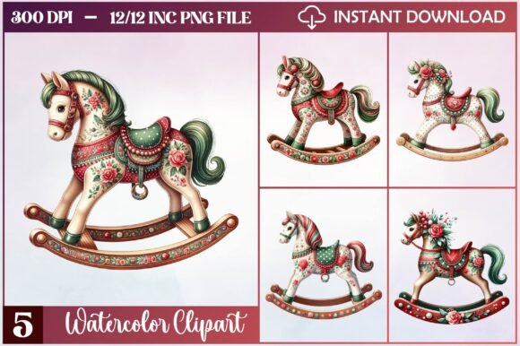 Watercolor Vintage Horse Clipart
