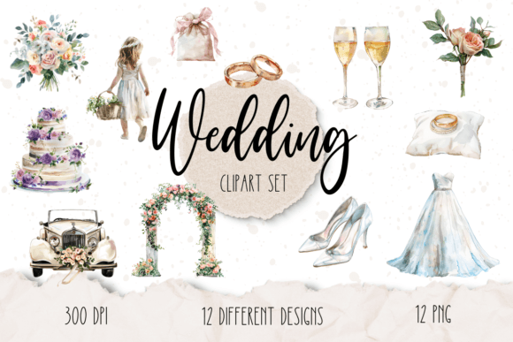 Wedding Watercolor Clipart Set